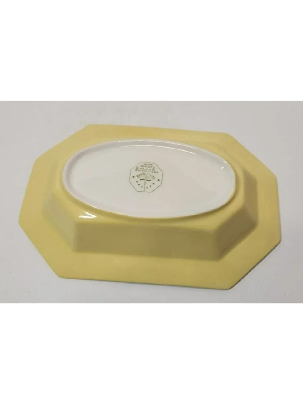 Vtg Independence Ironstone Octagon Daffodil Yellow Serving Dish 9.5